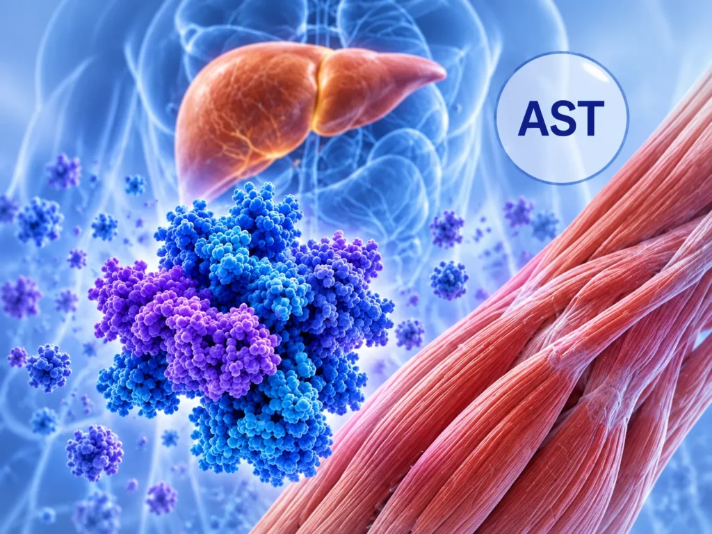 AST – aspartátaminotransferáza – je enzým prítomný v pečeni, ale aj v ďalších tkanivách.