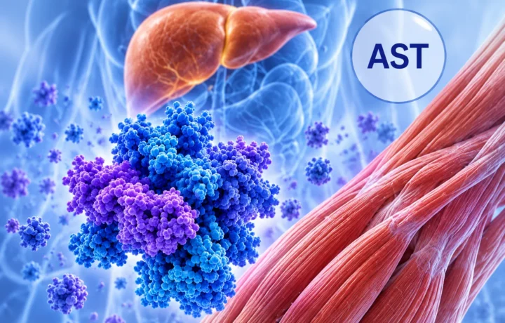 AST – aspartátaminotransferáza – je enzým prítomný v pečeni, ale aj v ďalších tkanivách.
