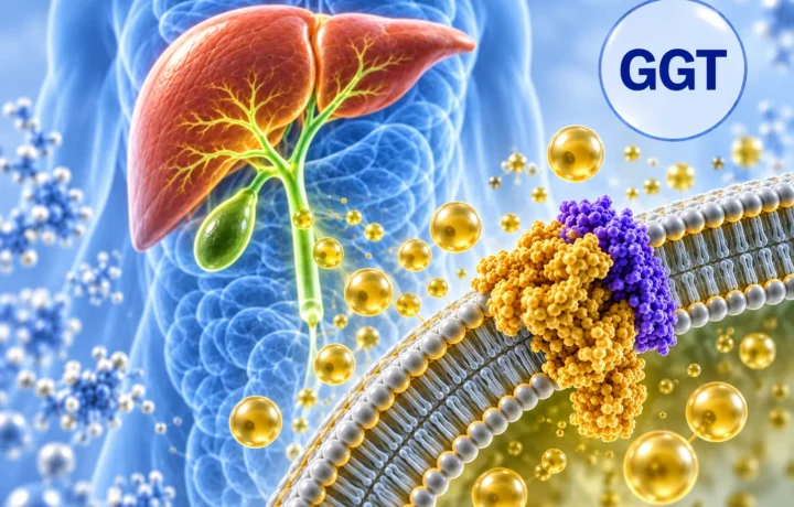 GGT – gama-glutamyltransferáza – je enzým prítomný najmä v hepatobiliárnom systéme,