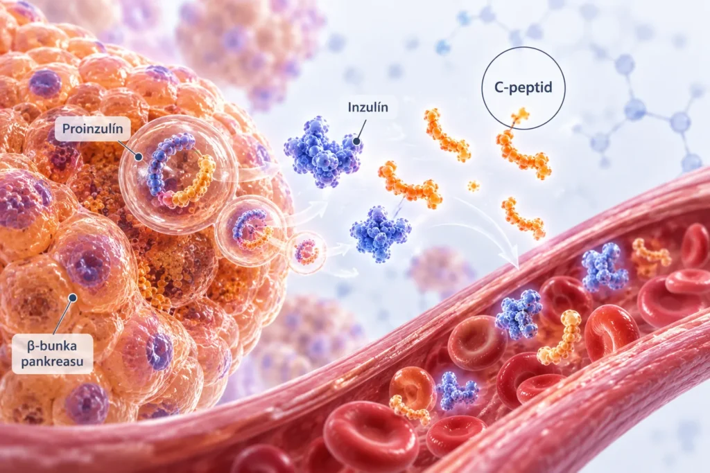 C-peptid hodnoty, nízky C-peptid, vysoký C-peptid, vlastná tvorba inzulínu, funkcia beta buniek