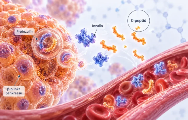C-peptid hodnoty, nízky C-peptid, vysoký C-peptid, vlastná tvorba inzulínu, funkcia beta buniek